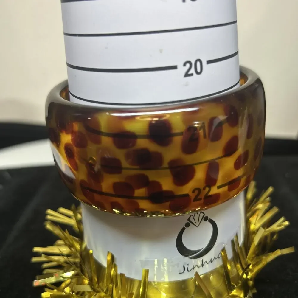 Joan Rivers Vintage Lucite Leopard Bangle Bracelet Signed 22cm Wide 1.5